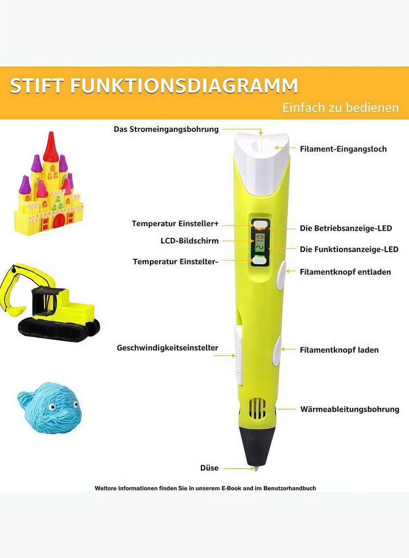 XiuWoo 3D Printing Pen,Cute Doodle Arts Craft Drawing USB Pen Set,Kids DIY Gift, Doodle Arts Craft Drawing, Compatible with PLA and ABS Filament, Adjustable Temperature and Speed, for Graffiti, Drawing, Model Making,Education RBT Starter Kit Kids Toy Generation Smart Children's Gift Three-Dimensional Painting Creative Room Temperature Pen + 3D Printing Line Set（Pink） - Image 3